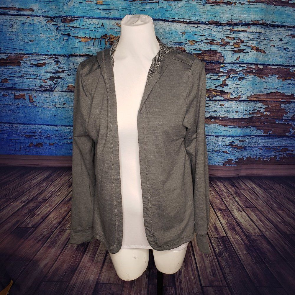 Ascend womens open front cardigan large grey gray